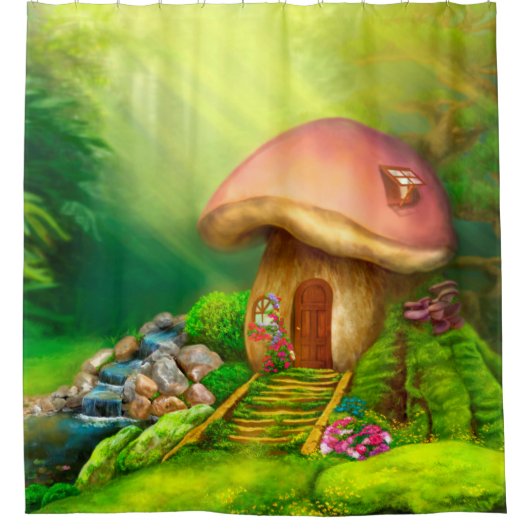 Fantasy paddenstoel douchegordijn (Voorkant)