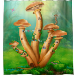 Fantasy Paddenstoelen honingagarica in huis Douchegordijn