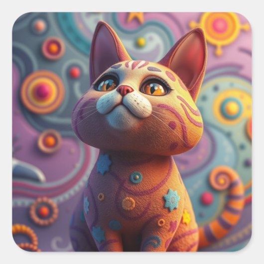 Fantasy Patroon Leuke Kat Stickers (Voorkant)