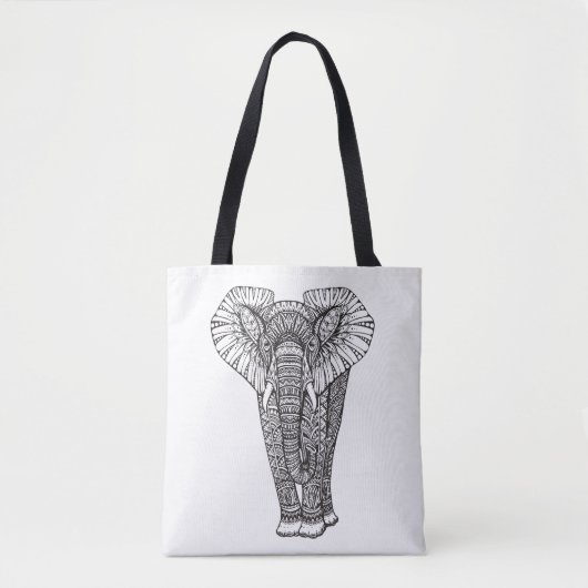 Fantasy Patterned Elephant Doodle 2 Tote Bag (Voorkant)
