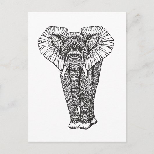 Fantasy Patterned Elephant Doodle Briefkaart (Voorkant)