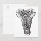 Fantasy Patterned Elephant Doodle Briefkaart (Voorkant / Achterkant)