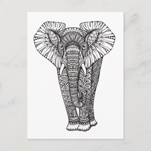 Fantasy Patterned Elephant Doodle Briefkaart (Voorkant)