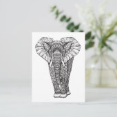 Fantasy Patterned Elephant Doodle Briefkaart (Staand voorkant)