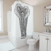 Fantasy Patterned Elephant Doodle Douchegordijn (In situ)