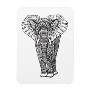 Fantasy Patterned Elephant Doodle Magneet