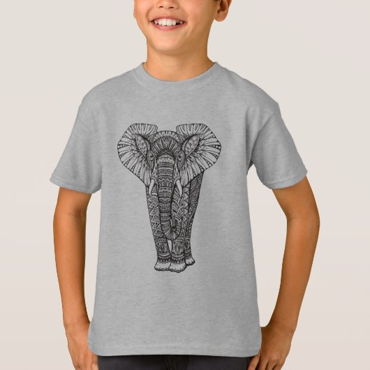 Fantasy Patterned Elephant Doodle T-shirt (Voorkant)