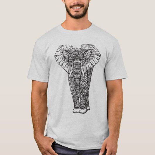 Fantasy Patterned Elephant Doodle T-shirt (Voorkant)