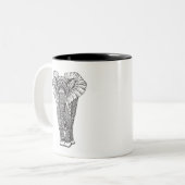 Fantasy Patterned Elephant Doodle Tweekleurige Koffiemok (Voorkant links)