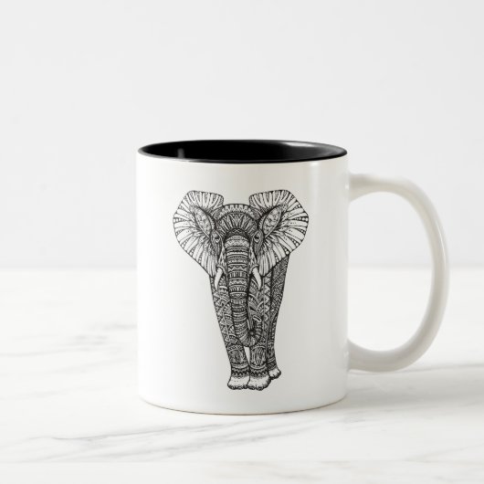 Fantasy Patterned Elephant Doodle Tweekleurige Koffiemok (Rechts)
