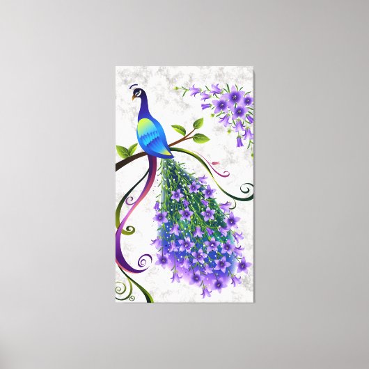 Fantasy Peacock 3-paneel Canvas Afdruk (Voorkant)