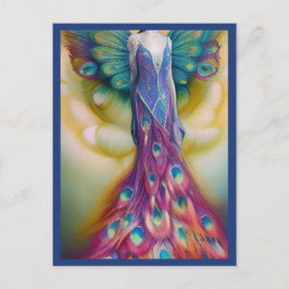 Fantasy Peacock Weddenschap Dress Fairytale Forest Briefkaart