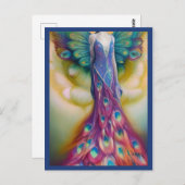 Fantasy Peacock Weddenschap Dress Fairytale Forest Briefkaart (Voorkant / Achterkant)