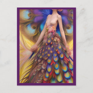 Fantasy Peacock Wedding Dress Fairytale Woodland Briefkaart