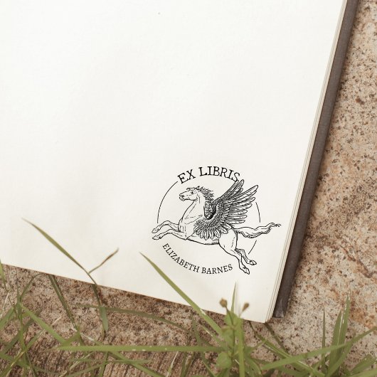 Fantasy Pegasus Paard Ex Libris Boek Rubberstempel