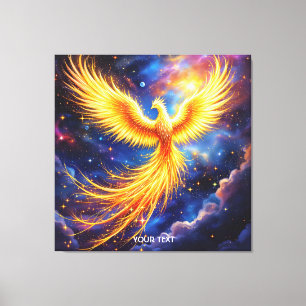 Fantasy Phoenix Sterren Ruimte Canvas Afdruk