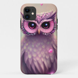 Fantasy Pink Fluffy Kawaii Owl iPhone 11 Hoesje