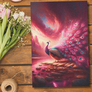 Fantasy Pink Peacock in de roze wereld Tissuepapier