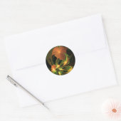 Fantasy Plant Abstract Groen Roest Bruin Fractal Ronde Sticker (Envelop)