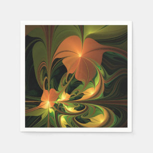Fantasy Plant Abstract Groen Roest Bruin Fractal Servet