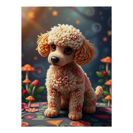 Fantasy Poedel Puppy Art Perfect Poster (Voorkant)