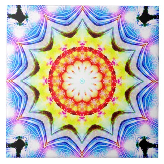 Fantasy Priest Mage Magical Vibrant Mandela Tegeltje (Voorkant)