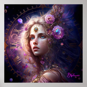 Fantasy Princess Purple Flowers Poster