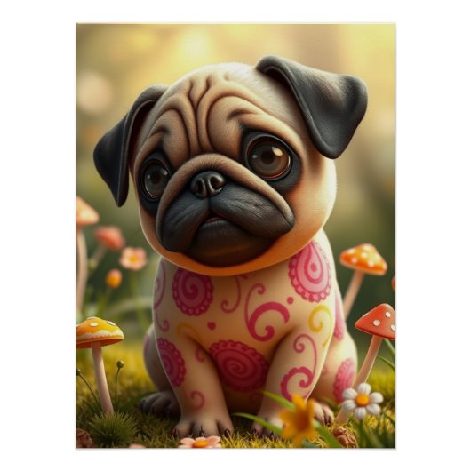 Fantasy Pug Puppy Art Perfect Poster (Voorkant)