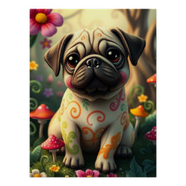 Fantasy Pug Puppy Art Perfect Poster