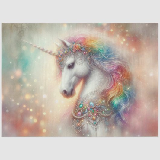 Fantasy Rainbow Decorative Unicorn Decoupage  Tissuepapier (Voorkant)