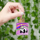 Fantasy Rainbow Panda Unicorn Cute Personalized Sleutelhanger (Hand)