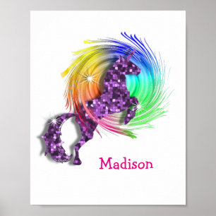 Fantasy Rainbow Unicorn - Aangepaste afdrukken Poster