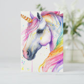 Fantasy Rainbow Waterverf unicorn Bedankkaart (Staand voorkant)