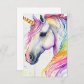 Fantasy Rainbow Waterverf unicorn Bedankkaart (Voorkant / Achterkant)