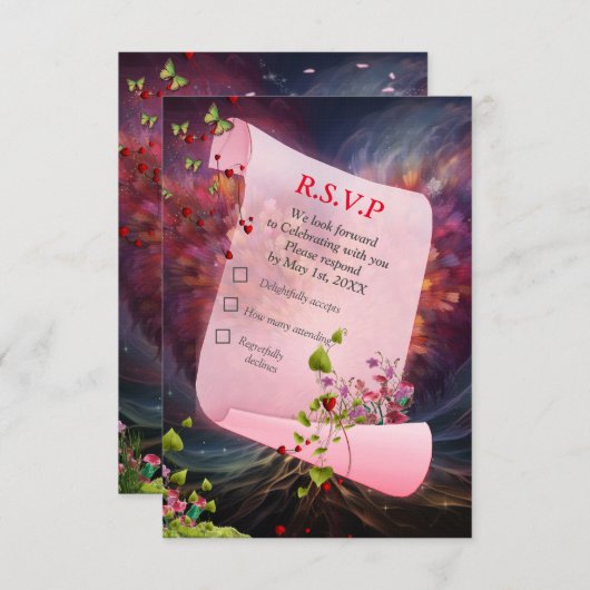 Fantasy Realms of Magic Scenery design RSVP Kaartje (Voorkant / Achterkant)