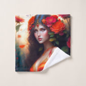 Fantasy Red Fairy Red Flowers Bad Handdoek (Wasdoekje)