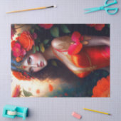 Fantasy Red Fairy Red Flowers ontkoppeling Tissuepapier (Craft)