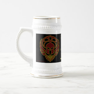 Fantasy Red Greek Warrior's Spartan Stein Bierpul