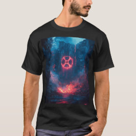 Fantasy Red Radioactive Symbool Digitale Kunst T-shirt