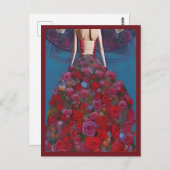 Fantasy Red Roses Trouwjurk Goth Bruid Diva Briefkaart (Voorkant / Achterkant)