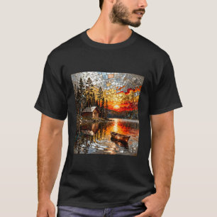 Fantasy-reliëf metaal landschap t-shirt