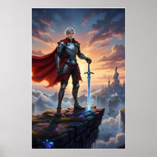 Fantasy Ridder Krijger met Zwaard Poster