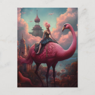 Fantasy Ride op een Reuzenroze Flamingo Briefkaart