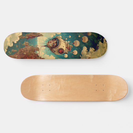 Fantasy robot ship wall art skateboard (Horz)