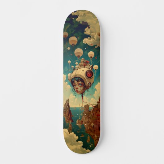 Fantasy robot ship wall art skateboard (Recto)