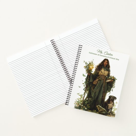 Fantasy RPG Forest Maiden met Hond en Kikker Notitieboek (Binnen)