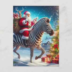 Fantasy Santa en een Zebra Briefkaart