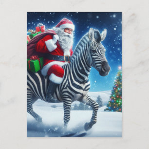 Fantasy Santa en een Zebra Briefkaart