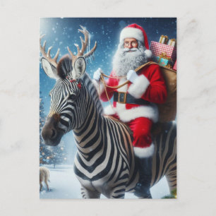 Fantasy Santa en een Zebra met Antlers Briefkaart