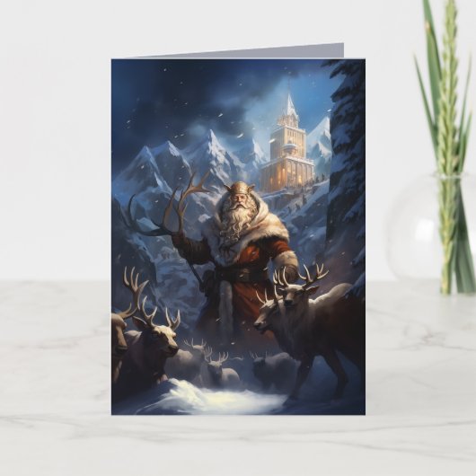 Fantasy Santa Old Nick Kerst Kaart (Voorkant)